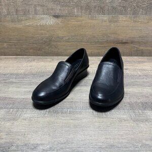 Ecco Black Leather Loafers Women's Size EU 38